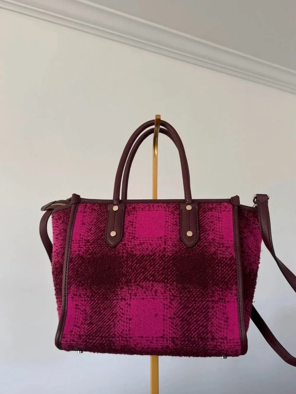 Kate Spade - Small Ella Tote in Pink and Burgundy Plaid